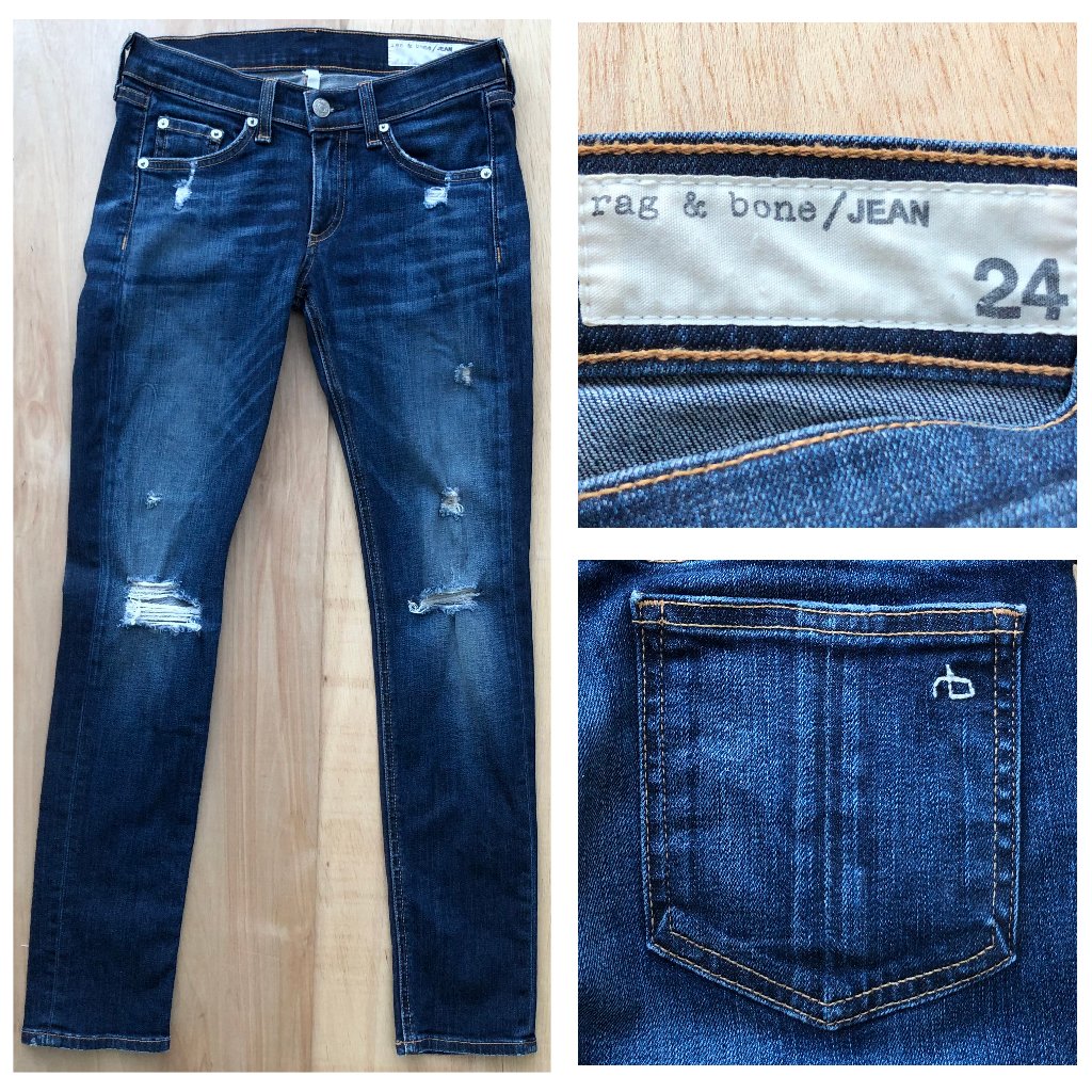 Rag & Bone Capri Skinny Women’s Low Rise Dark Wash Stretchy Jeans Sz 24